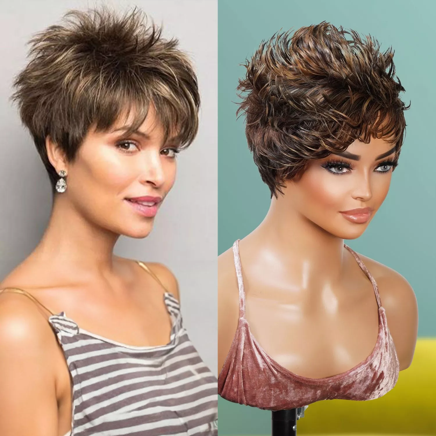 Short Voluminous Spiky Wig Virgin