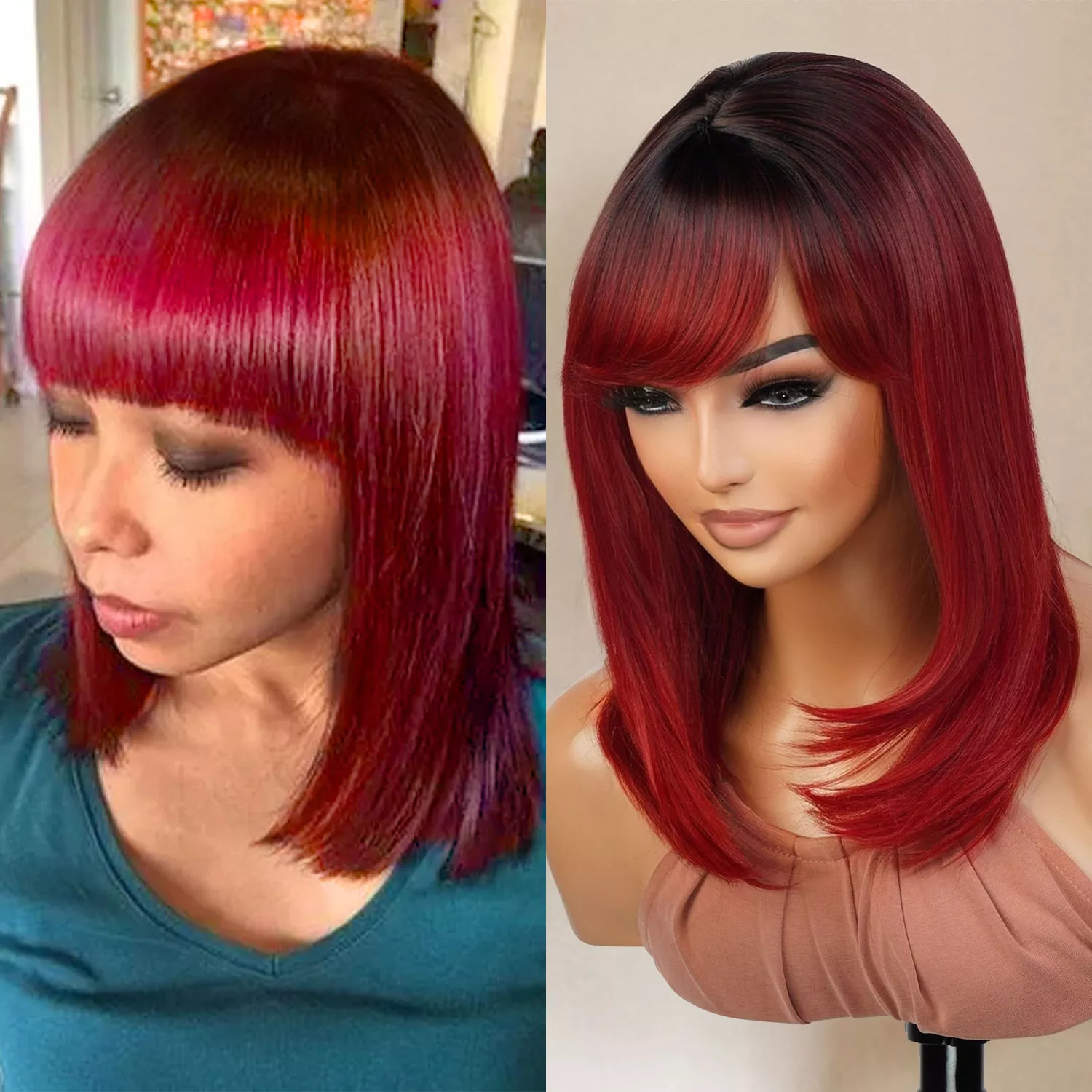 Shoulder Length Straight Bob with Bang Wig SEXY06