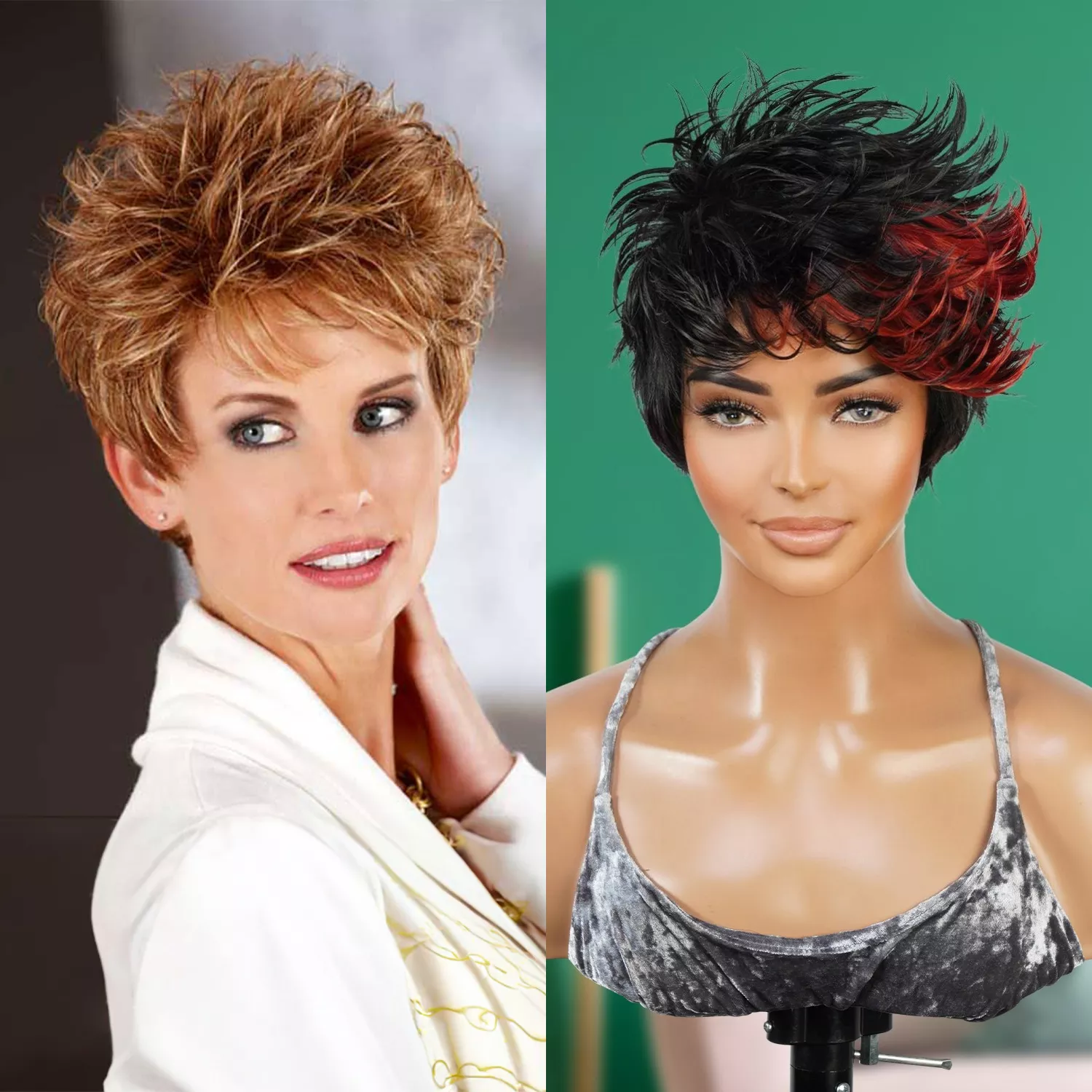 Spiky Short Pixie Wig Sky