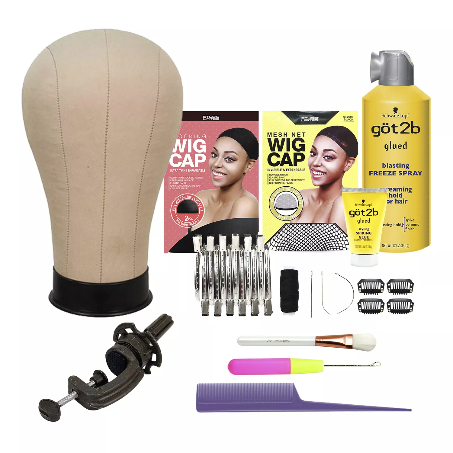 Studio Limited Canvas Block Head DIY Wig Starter Kit 12pcs