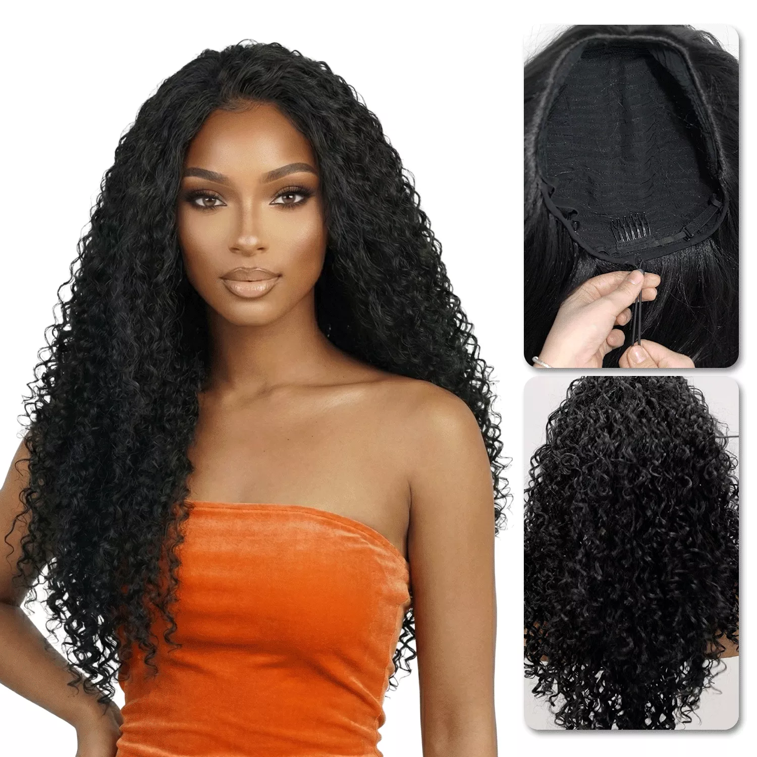 The Stylist Human Hair Blend Perfect Blend Water Wave Drawstring Half Wig Zaria