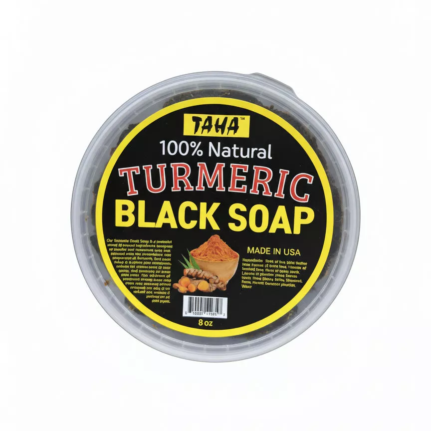 TAHA TURMERIC BLACK SOAP IN JAR 8 oz