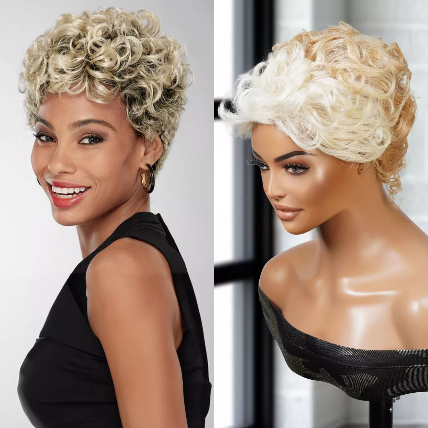 Tapered Short Curly Wig Pazazz Celena-3