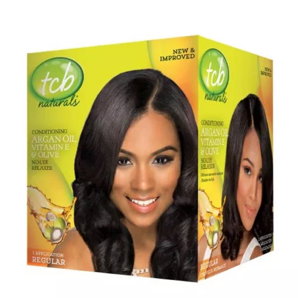 TCB Naturals No-Lye Relaxer Kit with Conditioning Argan Oil and Olive REGULAR