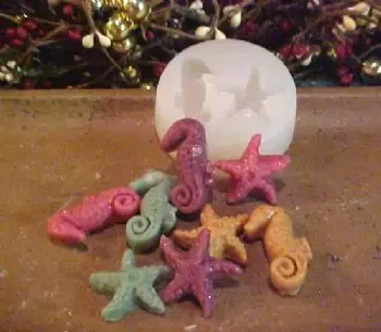 Tiny Starfish and Seahorse Embed 2 Cavity Silicone Mold 2601