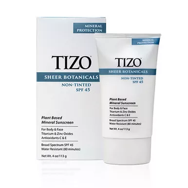 TIZO Sheer Botanicals Plant Based Mineral Sunscreen Non Tinted SPF 45 - 4 oz (129)