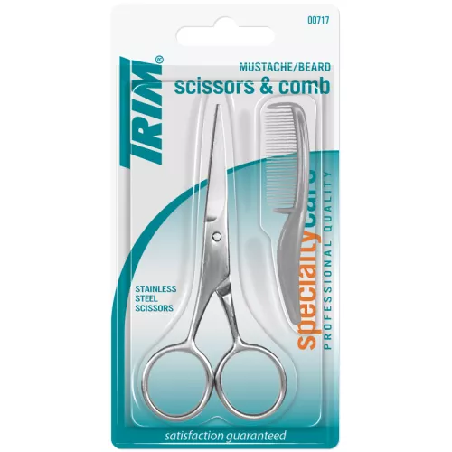 TRIM MUSTACHE BEARD SCISSORS & COMB