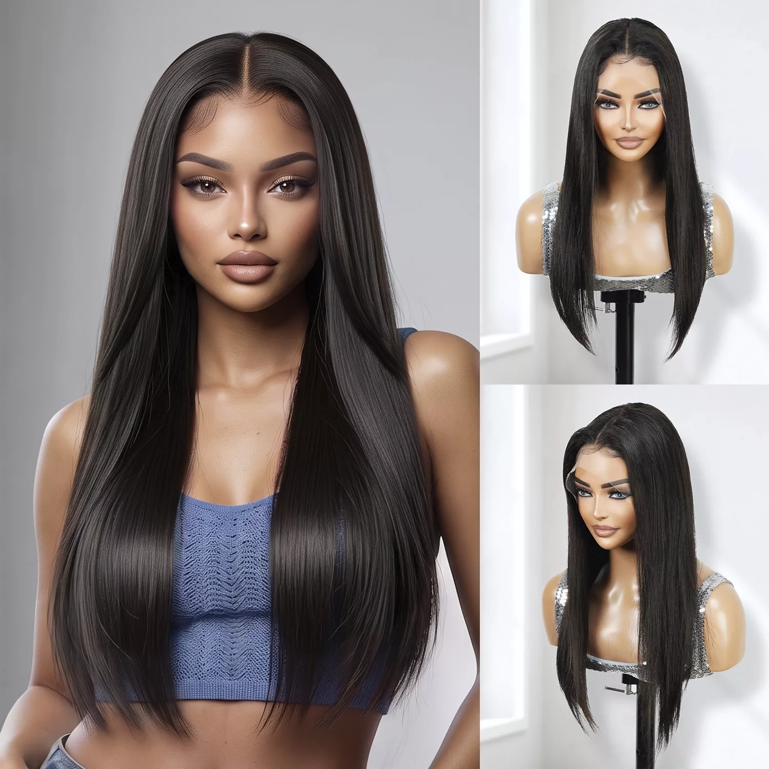 Upscale 100% Human Hair Full Lace Wig Straight 18"