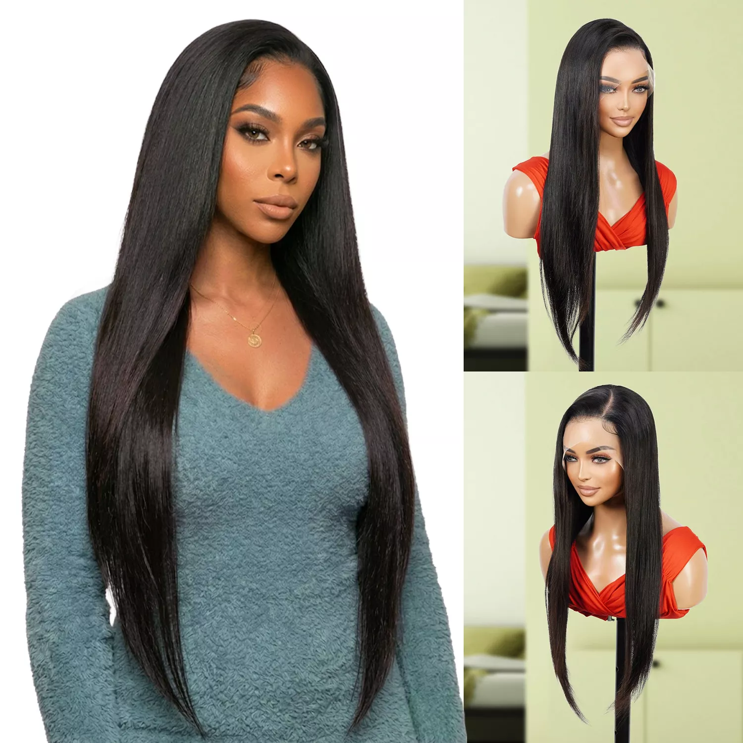 Upscale 100% Human Hair Full Lace Wig Straight 22"