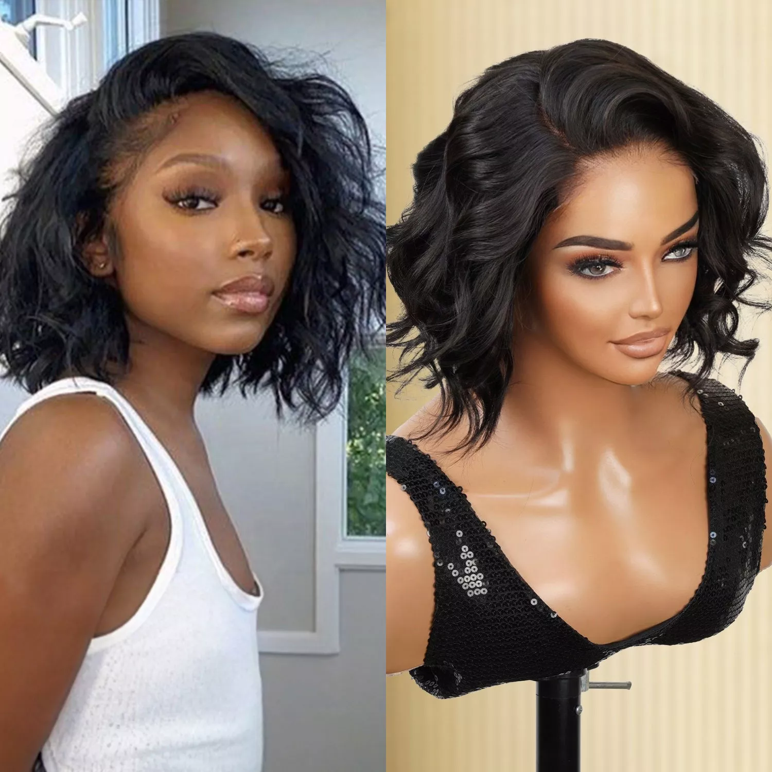 UpScale 100% Human Hair Wear and Go Pre Bleached Pre Cut Pre Plucked Glueless 5x5 Closure Wig Dark Brown Deep Wave 22"
