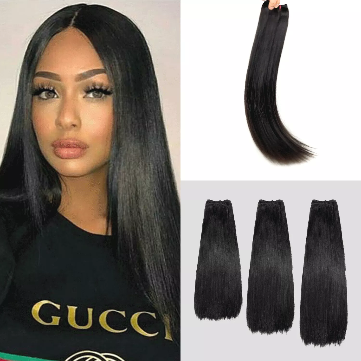 UpScale 15A Super Double Drawn Virgin Human Hair Silk Pressed Weave Bone Straight Natural (10"-28")