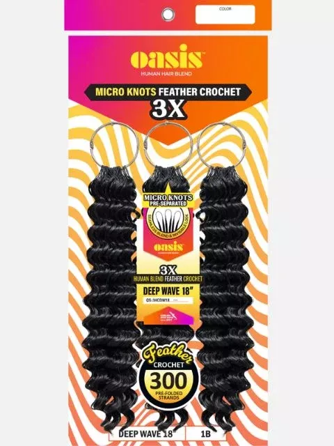Vivica A Fox Oasis Human Hair Blend Micro Knots 3X Feather Crochet – DEEP WAVE 18″