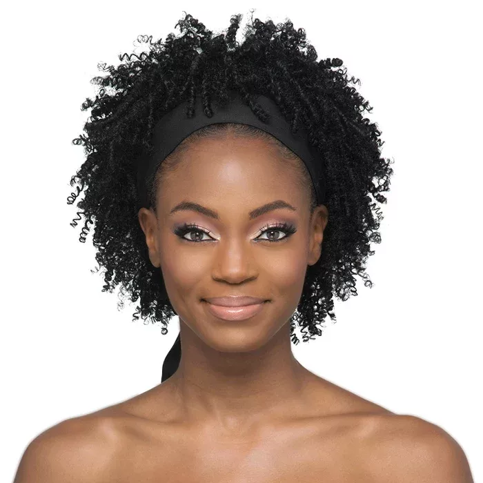 Vivica A Fox Synthetic Short Tight Coil Curl With Black Tie Back Headband Wig HB ANJIKA