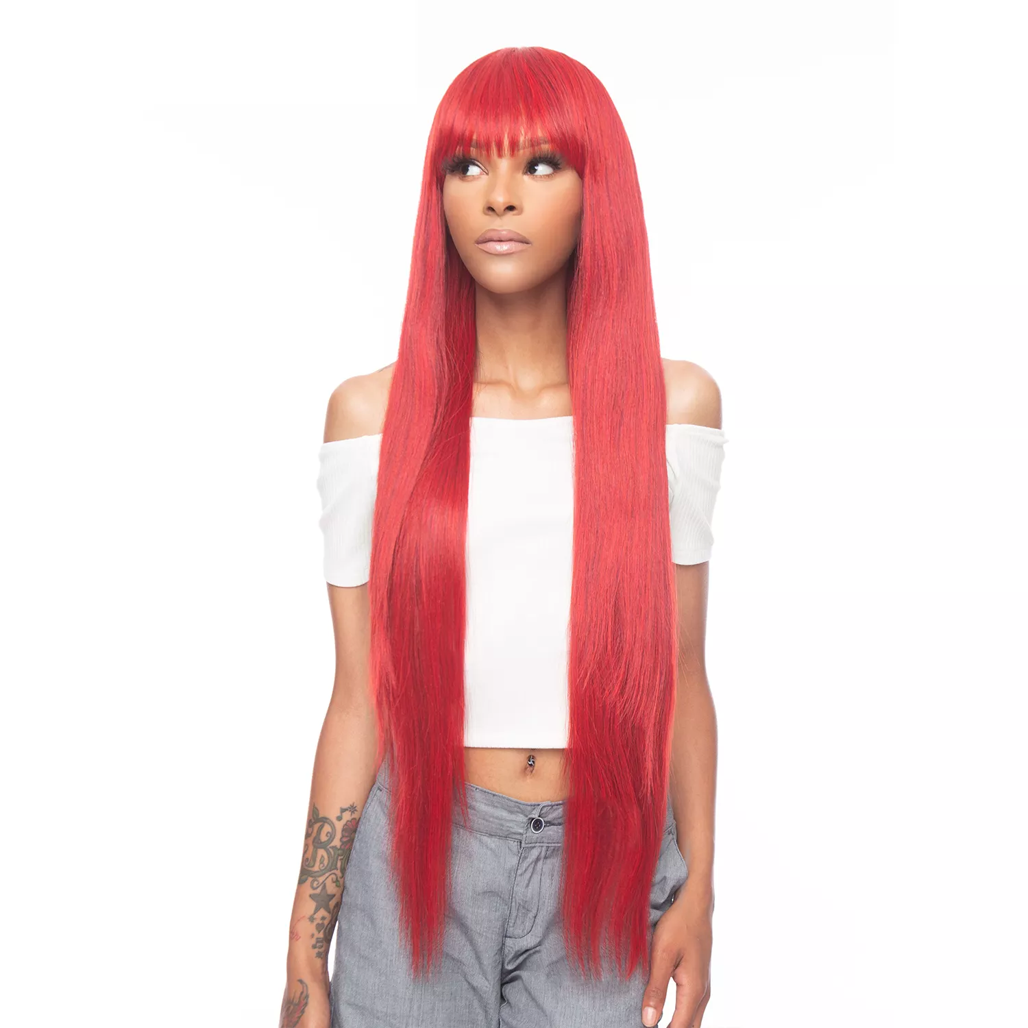 Waist Length Long Straight with Bang Wig HB-Isa36"