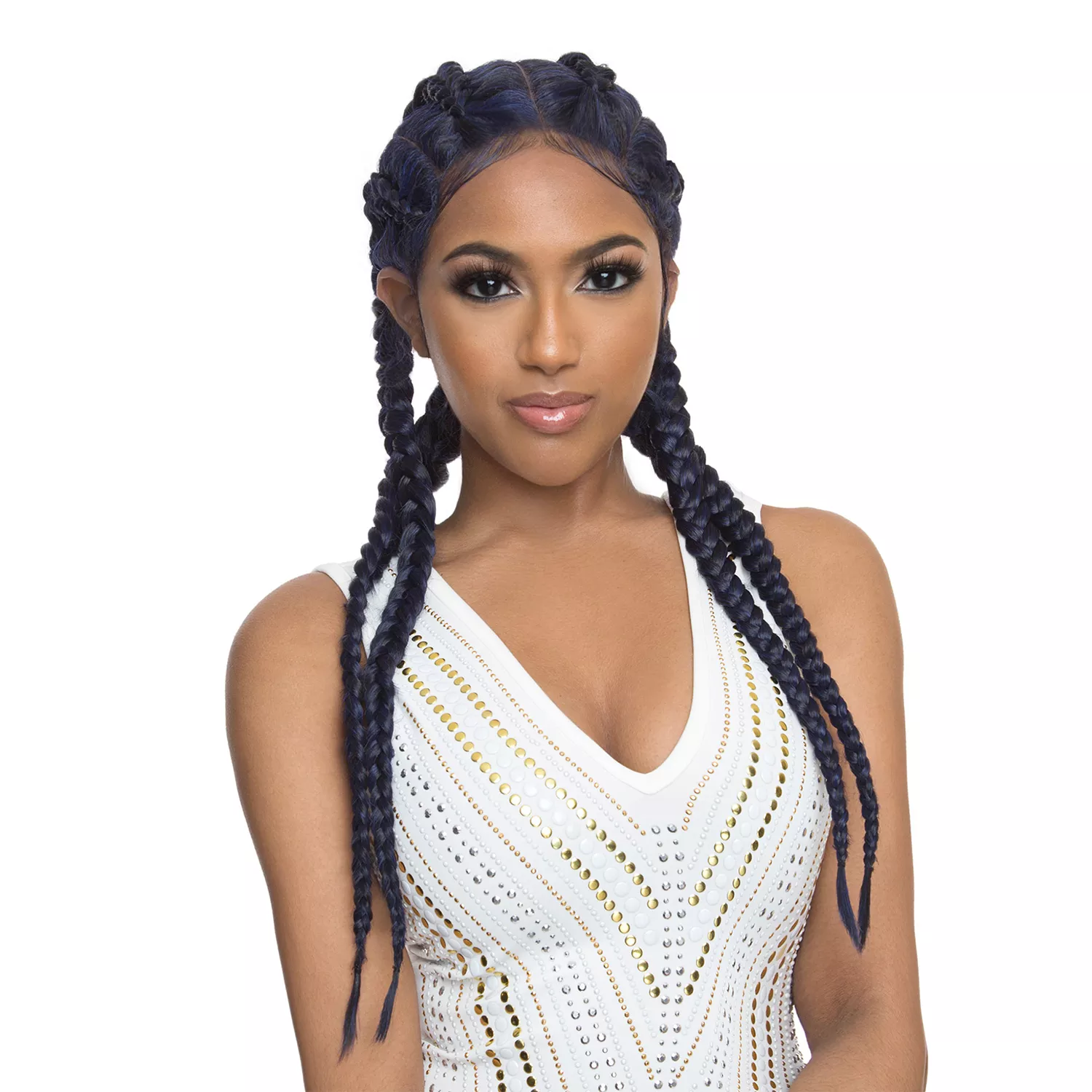 The Wig Human Hair Blend 360 Double Dutch Braid Lace Wig LH-Braid Wow