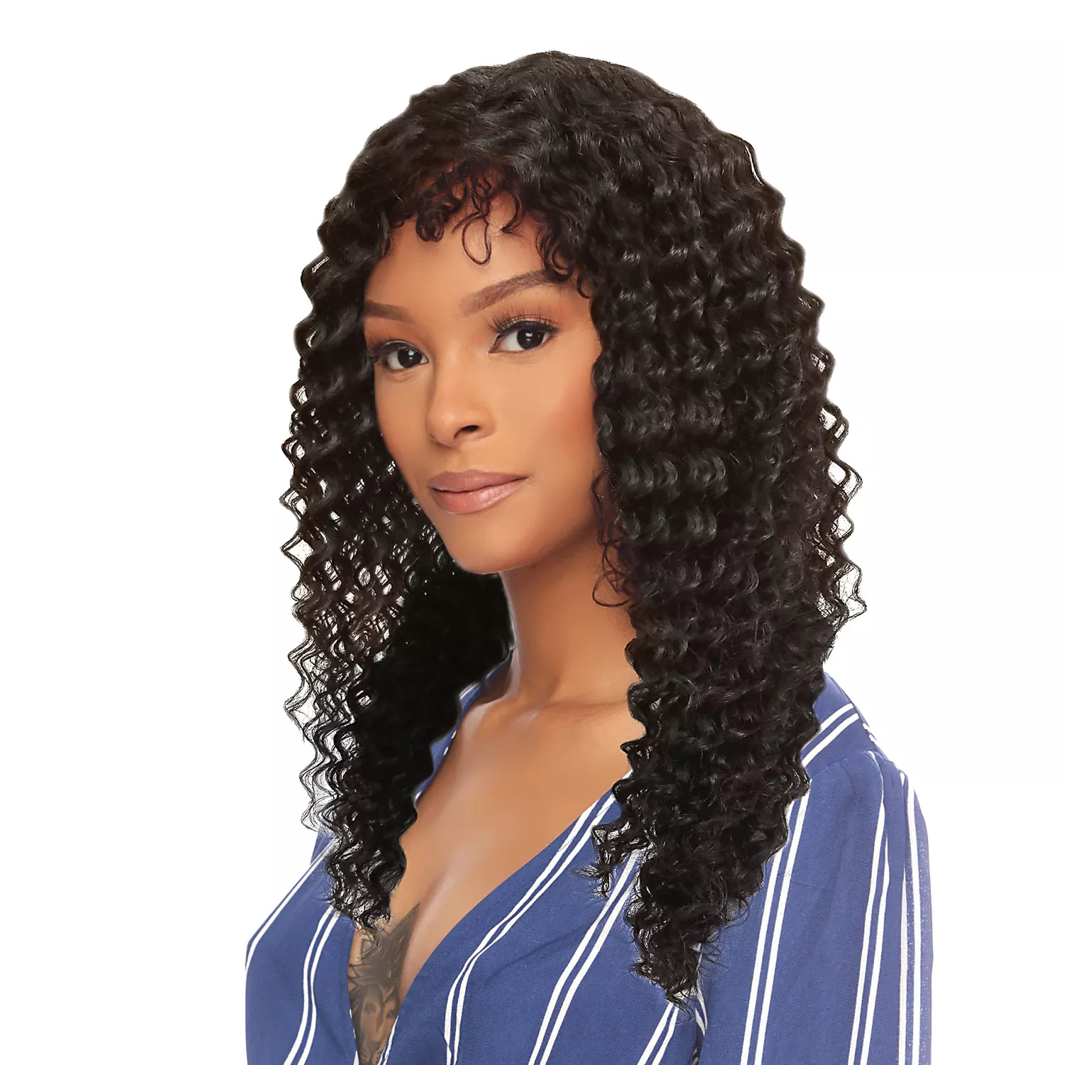 Wig Nation Unprocessed Virgin Brazilian Remy Human Hair 10A HD Lace Front Wig Wet N Wavy Deep Curl I Part Bianca 24"