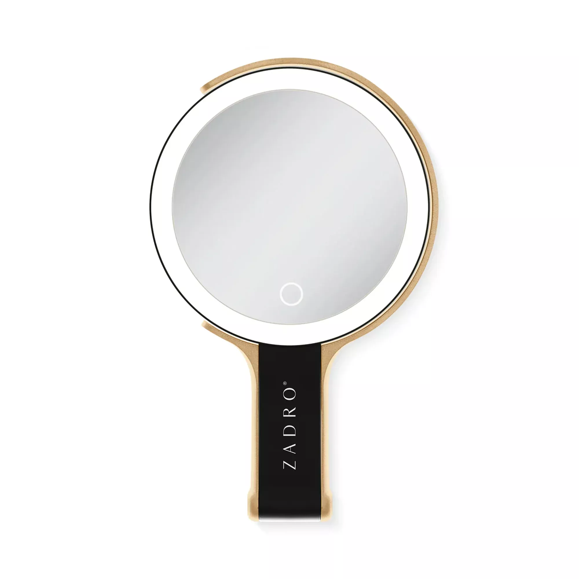 Zadro LED Lighted Travel-Ready Hand Mirror with Magnification & Multi-Position Stand 10X/1X