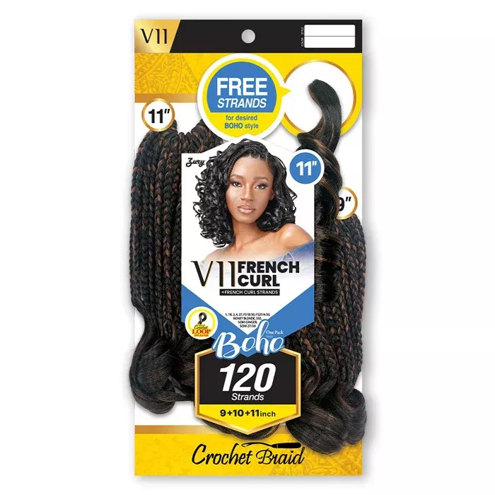 Zury Sis V11 Boho 120 Strands Pre-Looped Crochet Braid – V11 FRENCH CURL